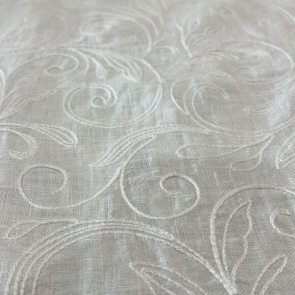 Italian Linen Embroidered Ruffle Sleeve Top White Boho Leaf Detail Oversized S - Picture 6 of 9